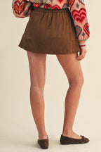 STUDDED PATCH POCKET SUEDE SKORT