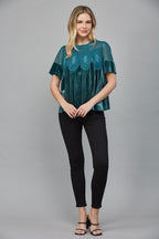 TEAL VELVET LACE BABYDOLL TOP