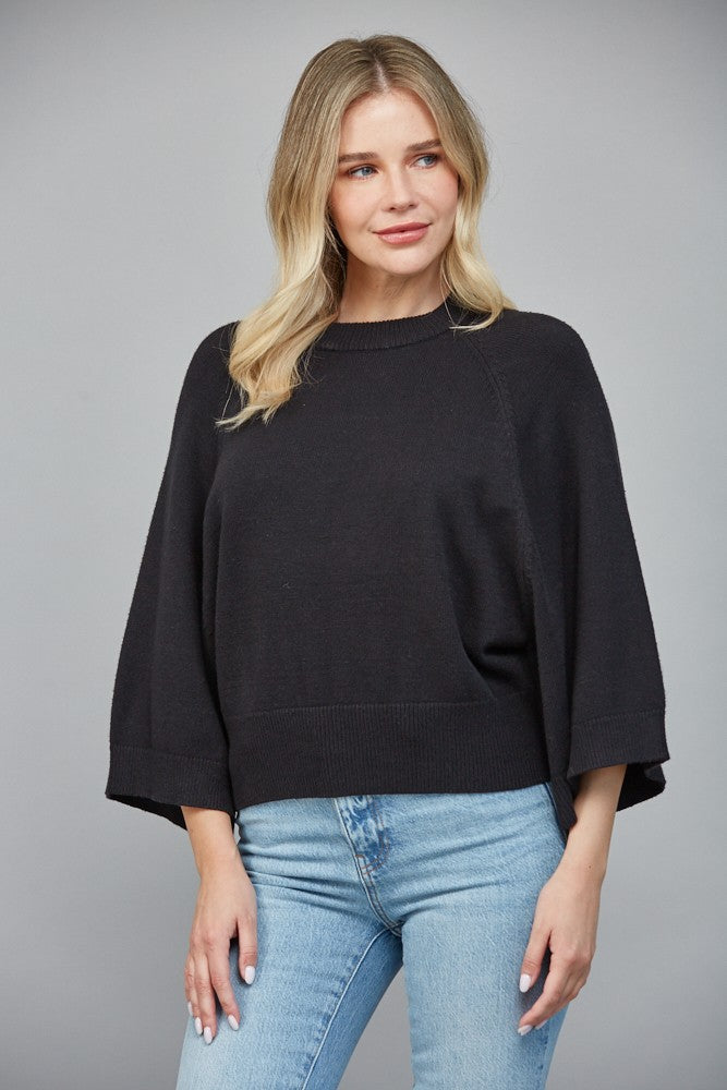 REGLAN SHORT WIDE SLEEVE CREWNECK SWEATER