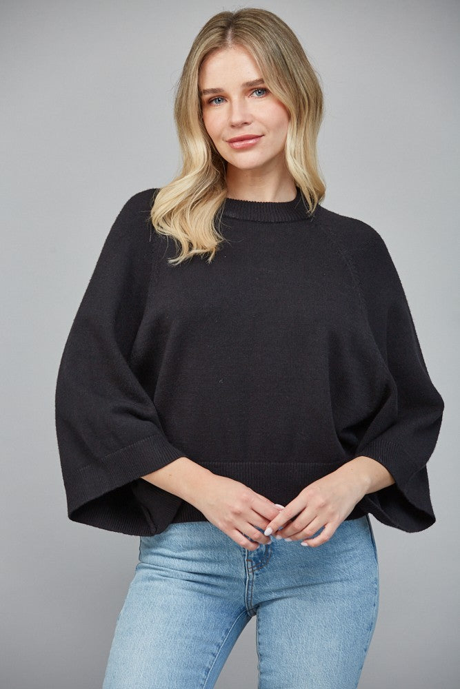REGLAN SHORT WIDE SLEEVE CREWNECK SWEATER