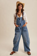 WESTERN WIDE LEG DENIM OVERALLS