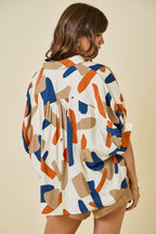 OVERSIZED FALL PRINT BUTTON DOWN