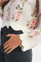 JAC FLORAL SWEATER W/ SCALLOP HEM