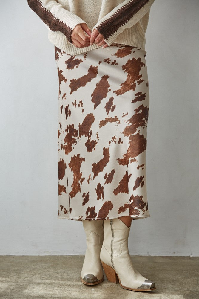 COW SATIN SKIRT