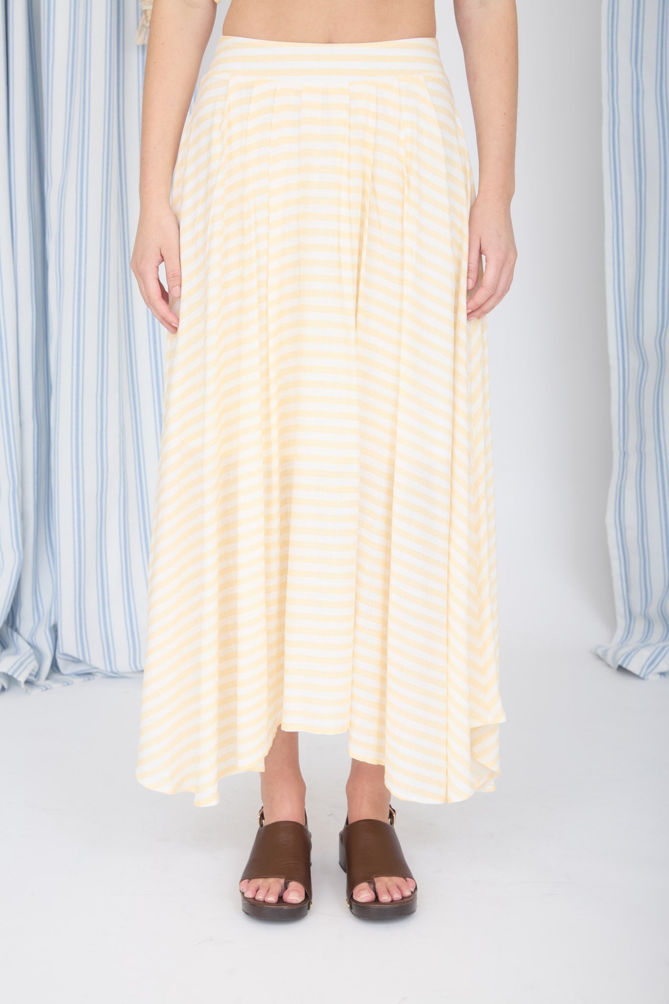 BAYLOR BUTTER STRIPED MIDI SKIRT