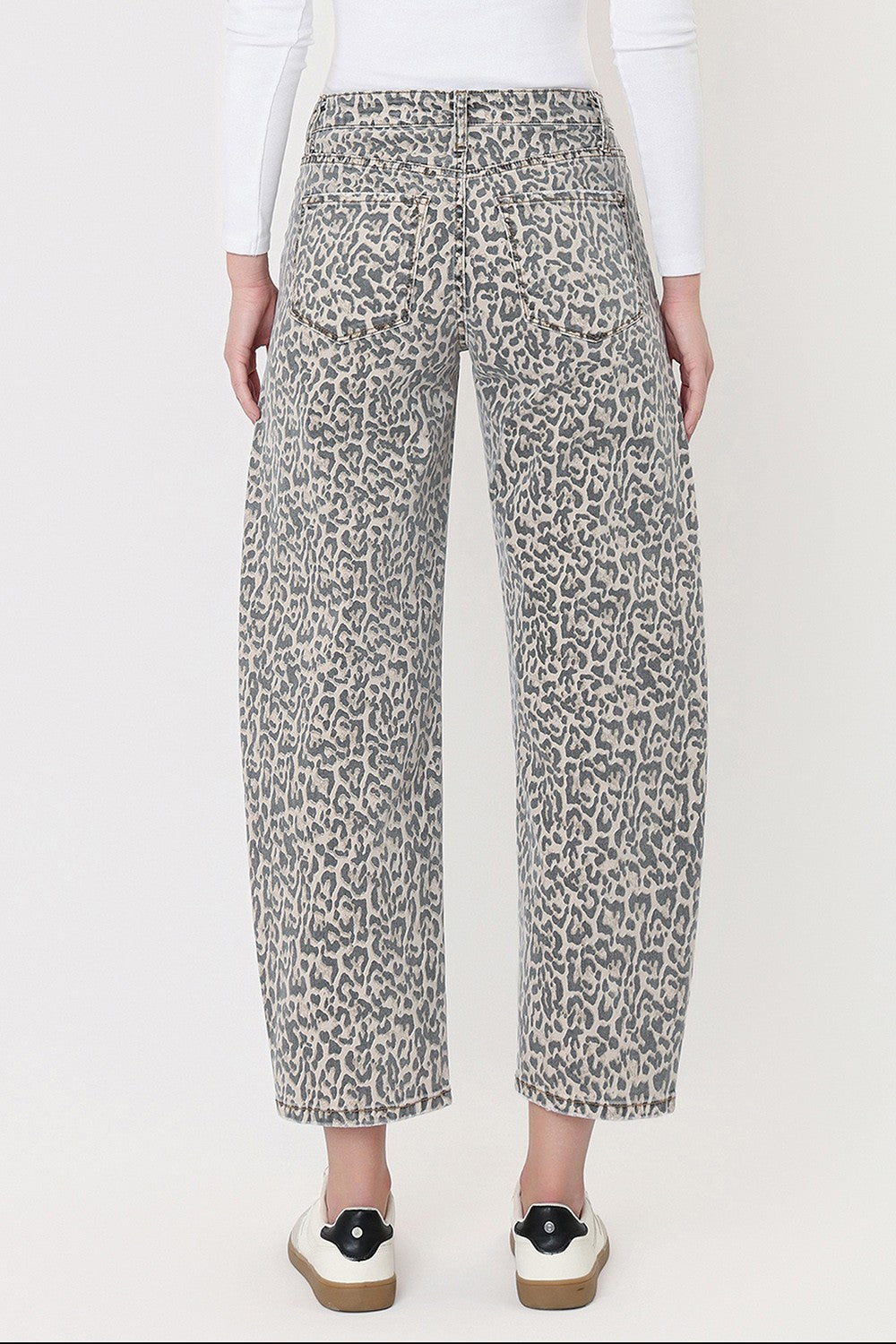 SARA HR LEOPARD BARREL JEANS