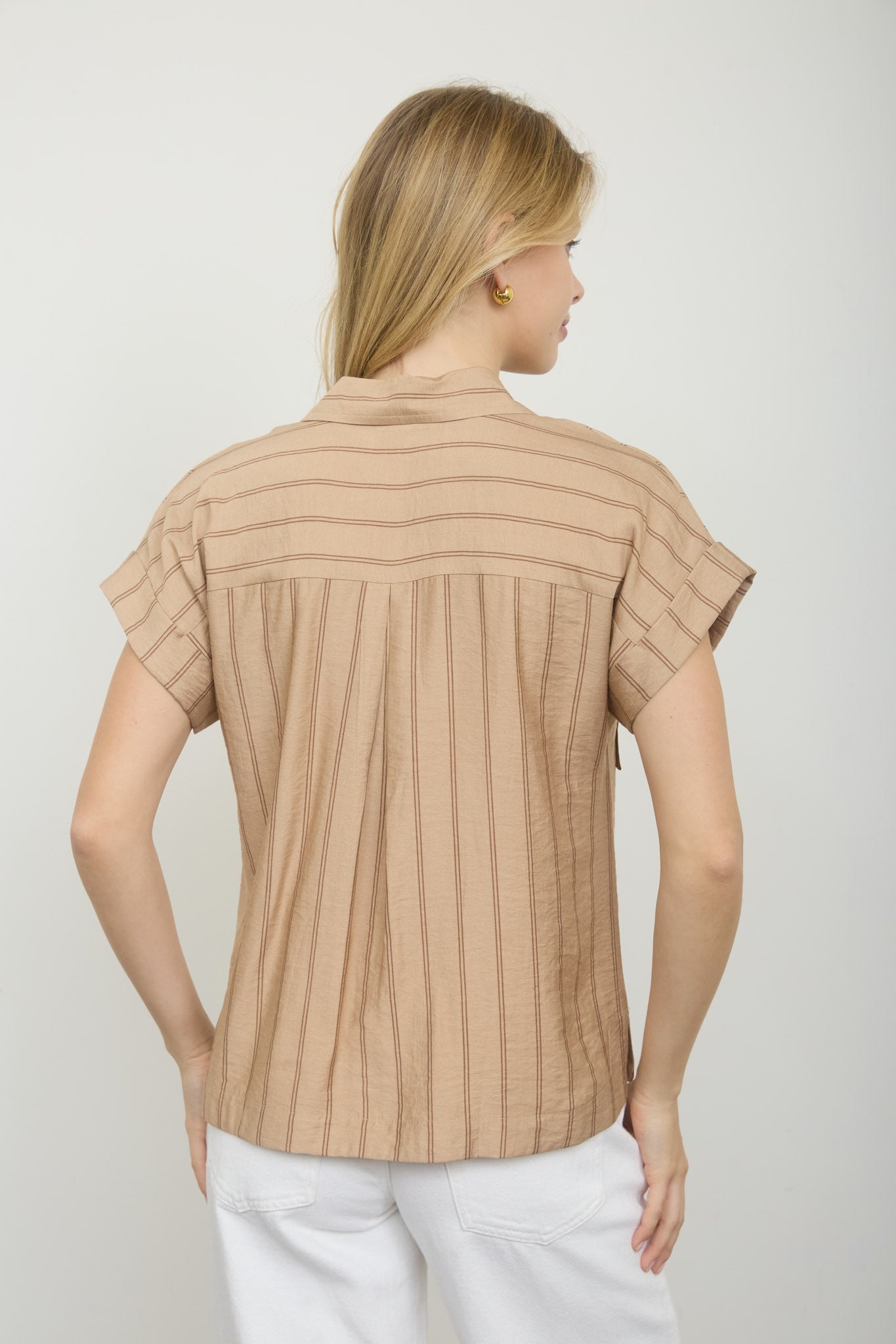 KHAKI SAM STRIPED COLLARED BUTTON DOWN