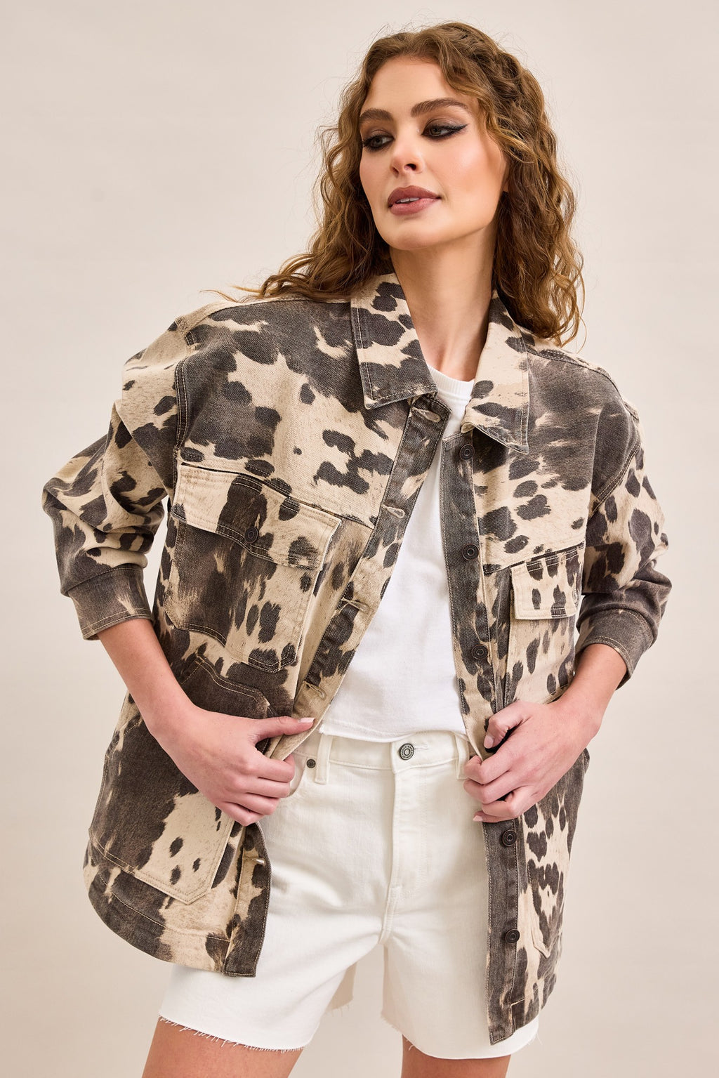 HIDDEN COW PRINT SHACKET
