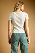 MELANGE GREY SHORT SLEEVE TOP