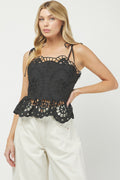 EYELIT PEPLUM TOP
