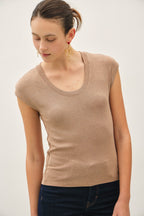 RIBBED SCOOP NECK MODAL TOP