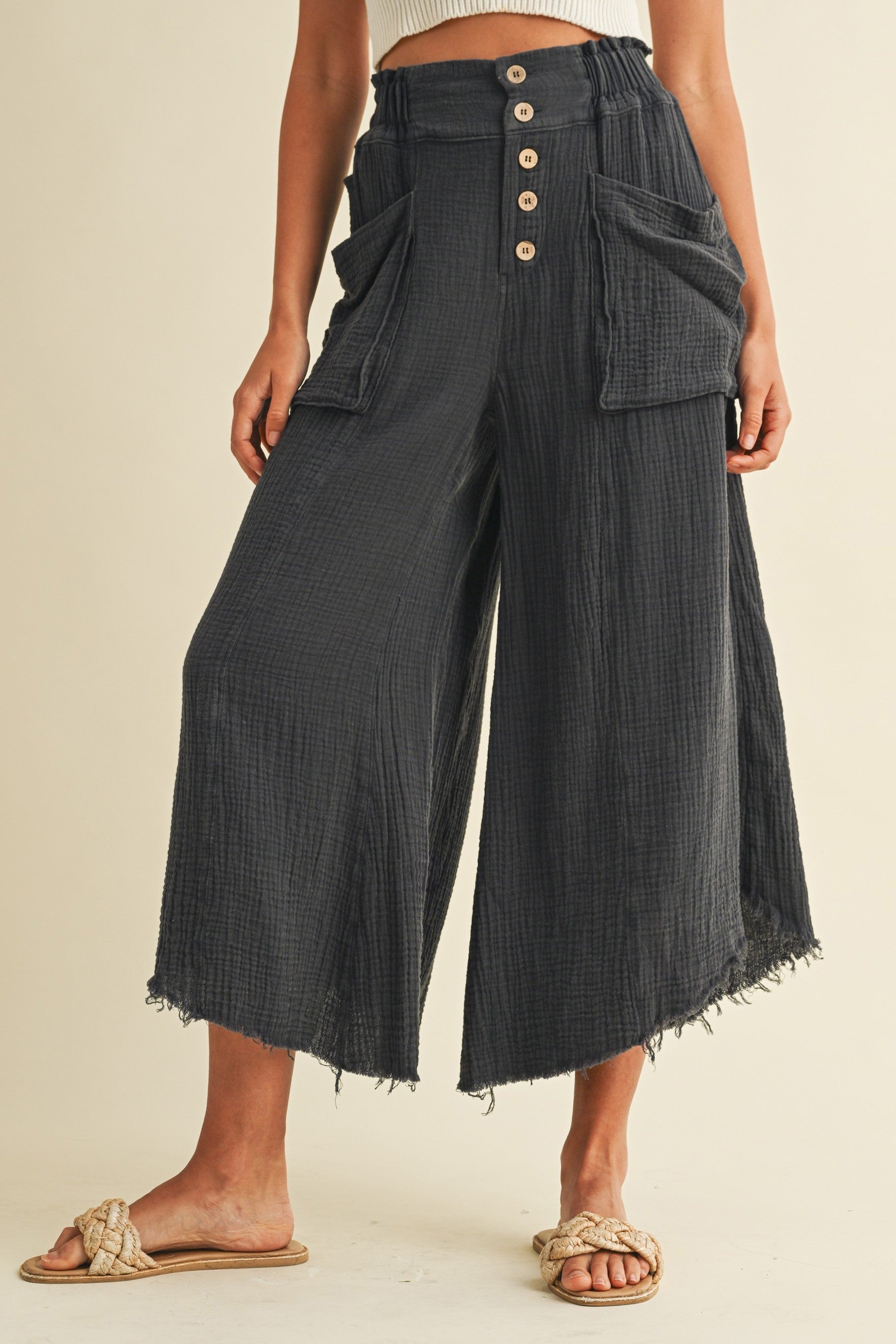 CHARCOAL LINEN PANTS