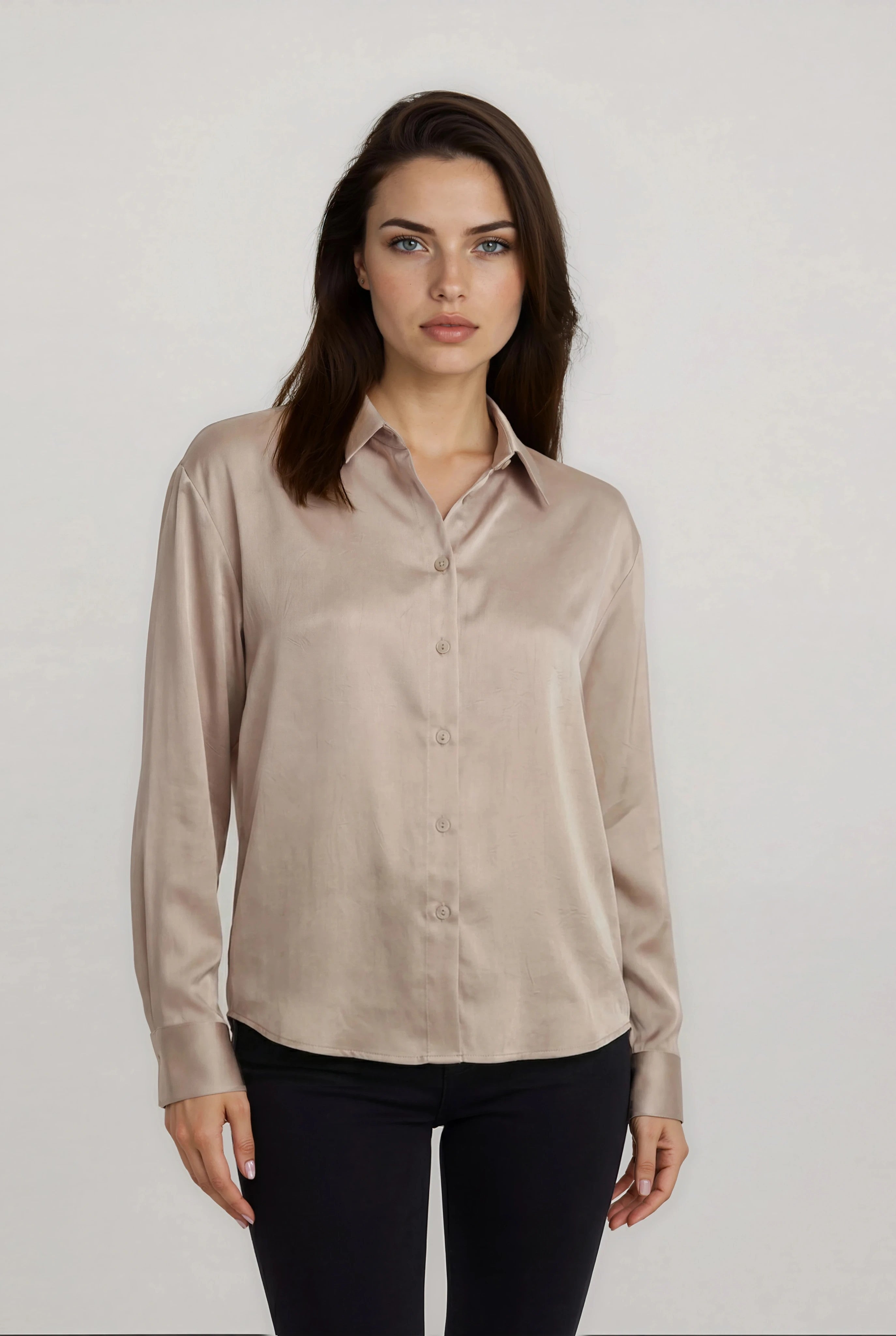 STONE SATIN BUTTON UP BLOUSE