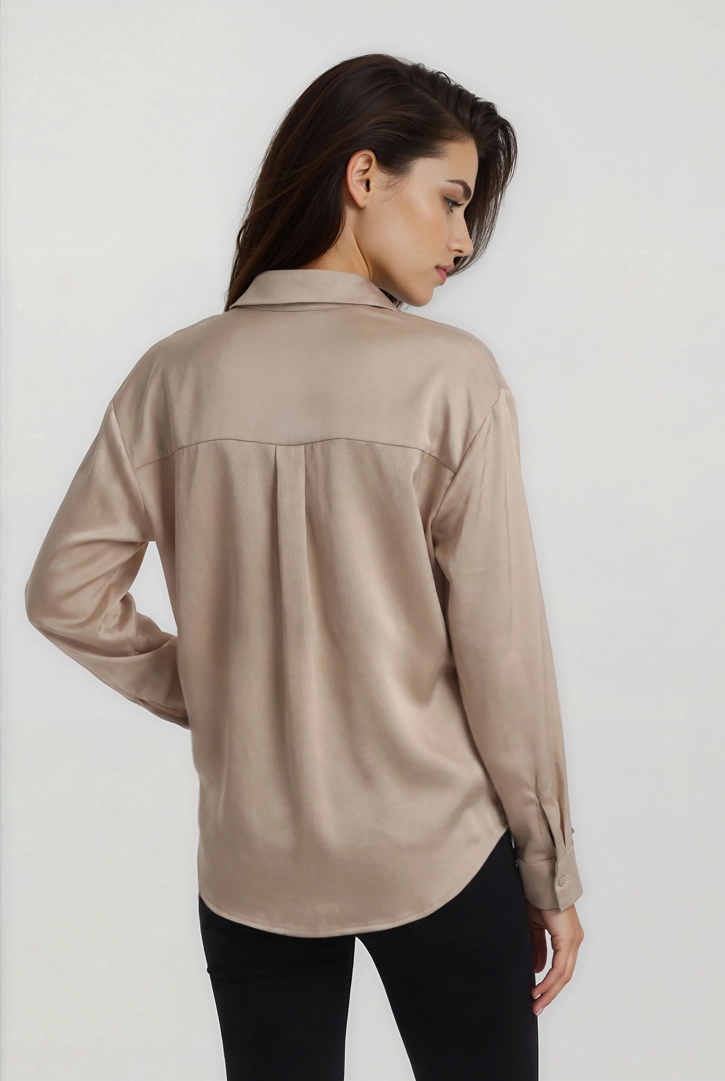 STONE SATIN BUTTON UP BLOUSE