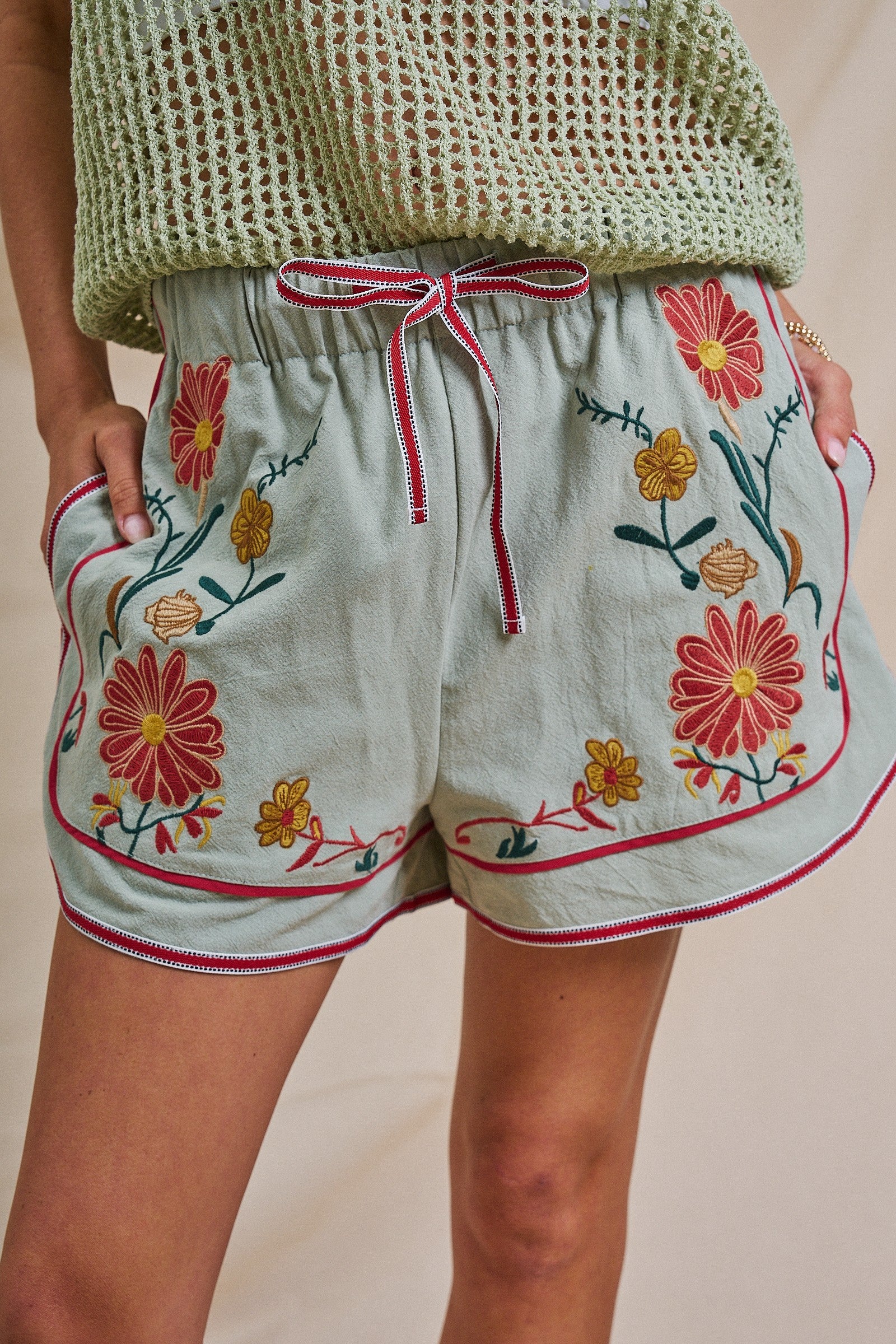 BOHO WILDFLOWER EMBROIDERED SHORTS