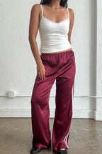 COVE SATIN WINE PANT W/ SIDE STRIPES