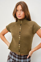 JENNA BUTTON UP KNIT TOP (OLIVE)