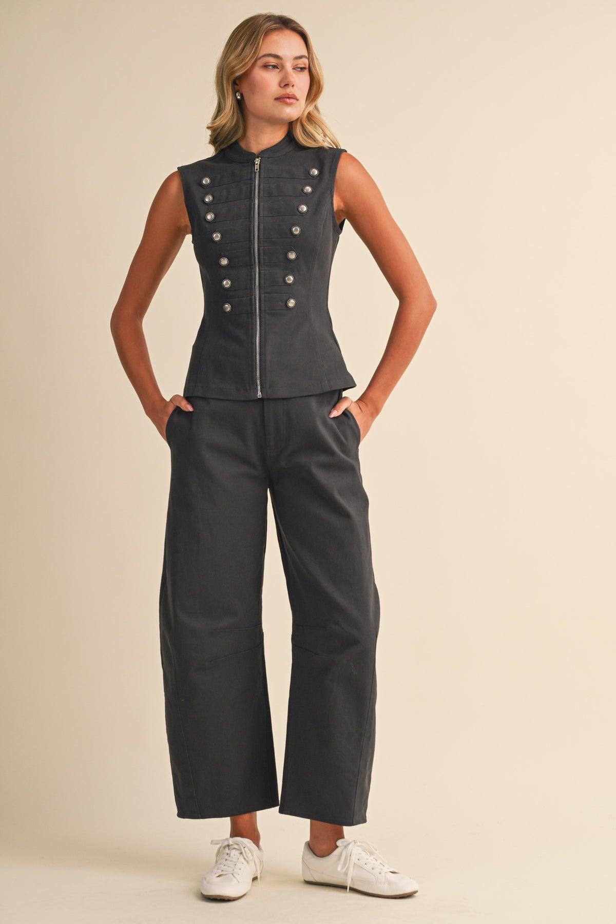 CHARCOAL BARREL PANT