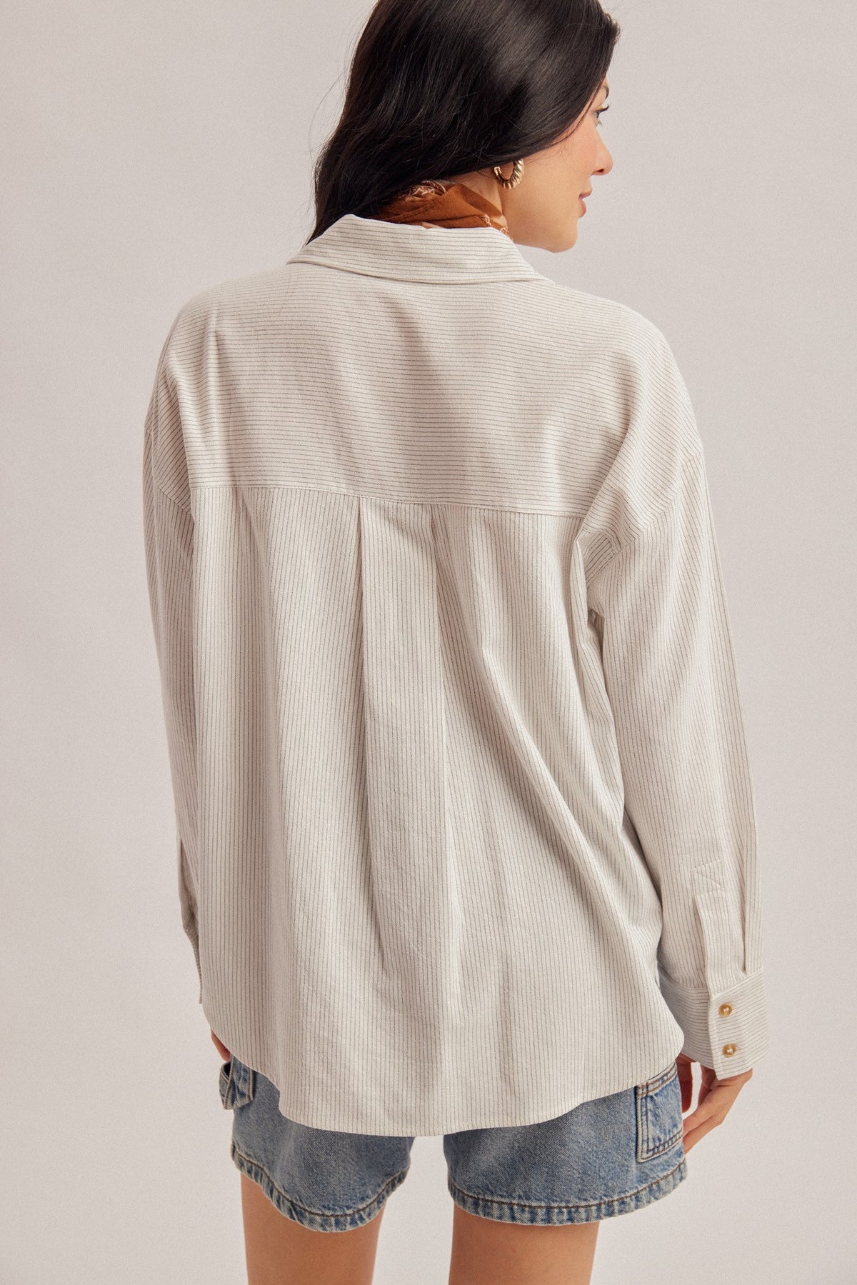 WHITE PINSTRIPE BOYFRIEND SHIRT