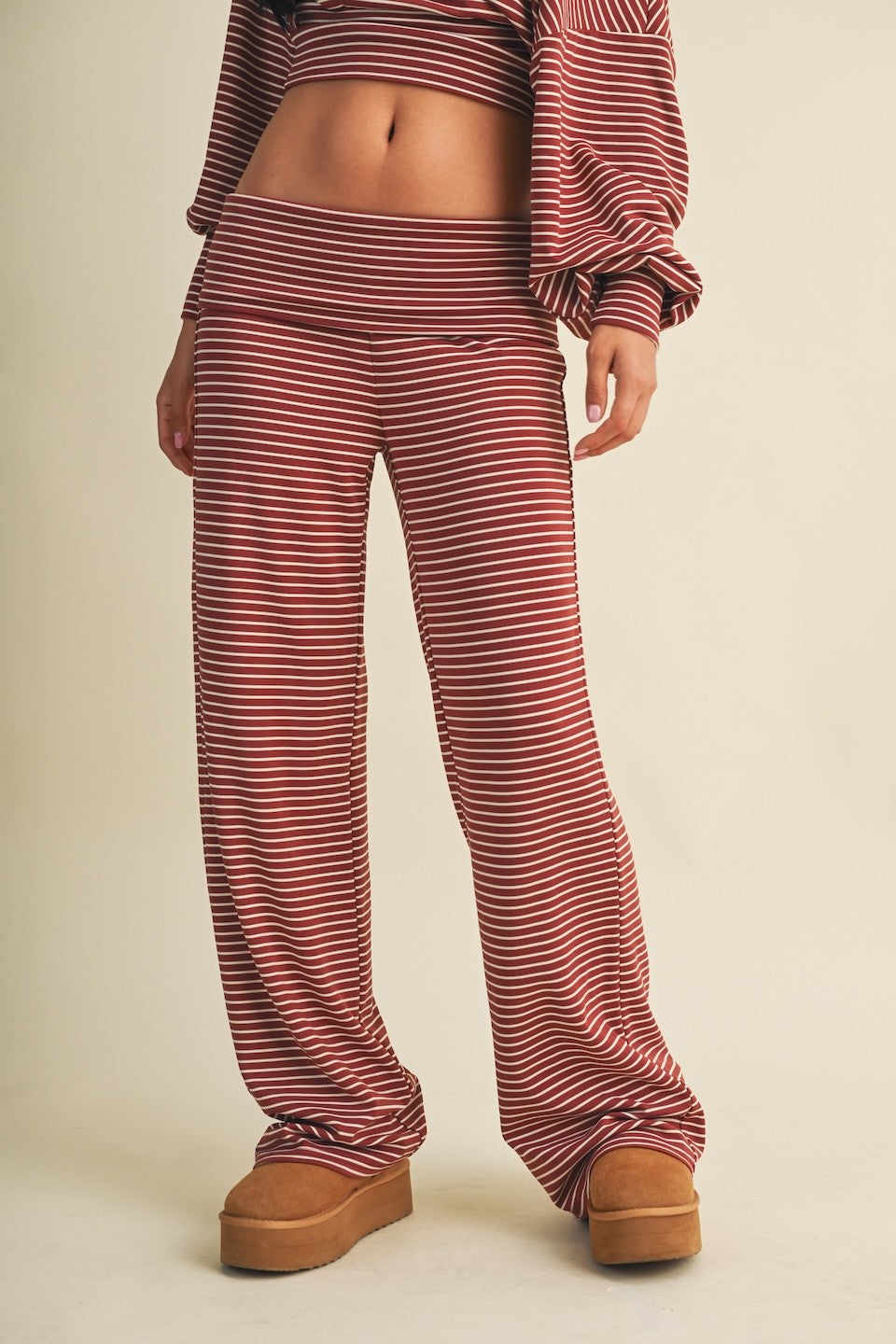 STRIPED FOLDOVER PANTS