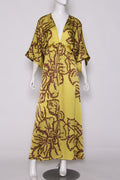 CHANTILLY SATIN KIMONO MAXI DRESS--CHARTREUSE