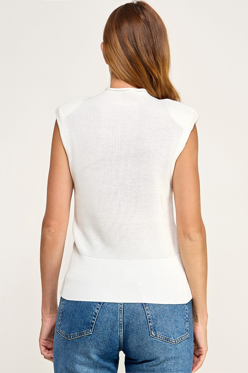 MOCK NECK POWER TOP IVORY