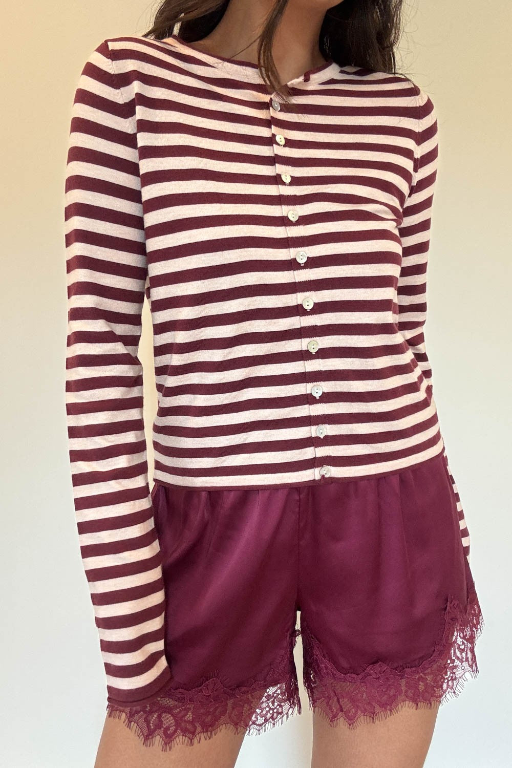 PLUM STRIPED SWEATER