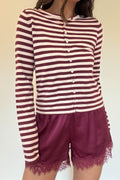 PLUM STRIPED SWEATER