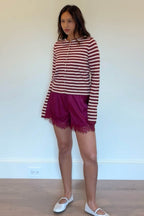 PLUM STRIPED SWEATER