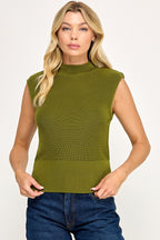 MOCK NECK POWER TOP OLIVE