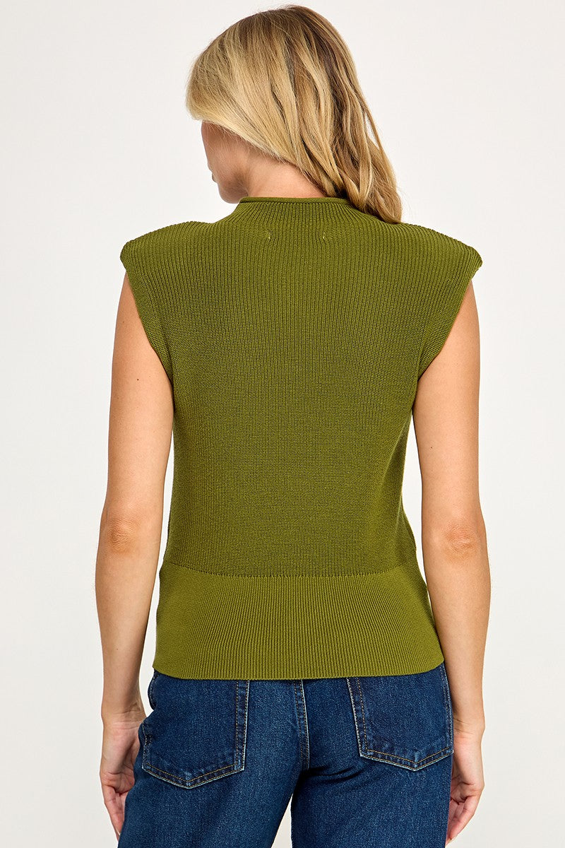 MOCK NECK POWER TOP OLIVE