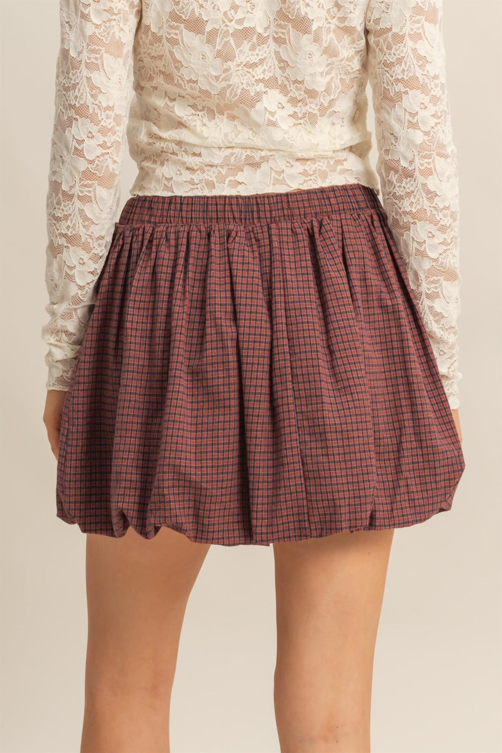VINTAGE CHECKERED PUFF MINI SKIRT