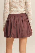 VINTAGE CHECKERED PUFF MINI SKIRT