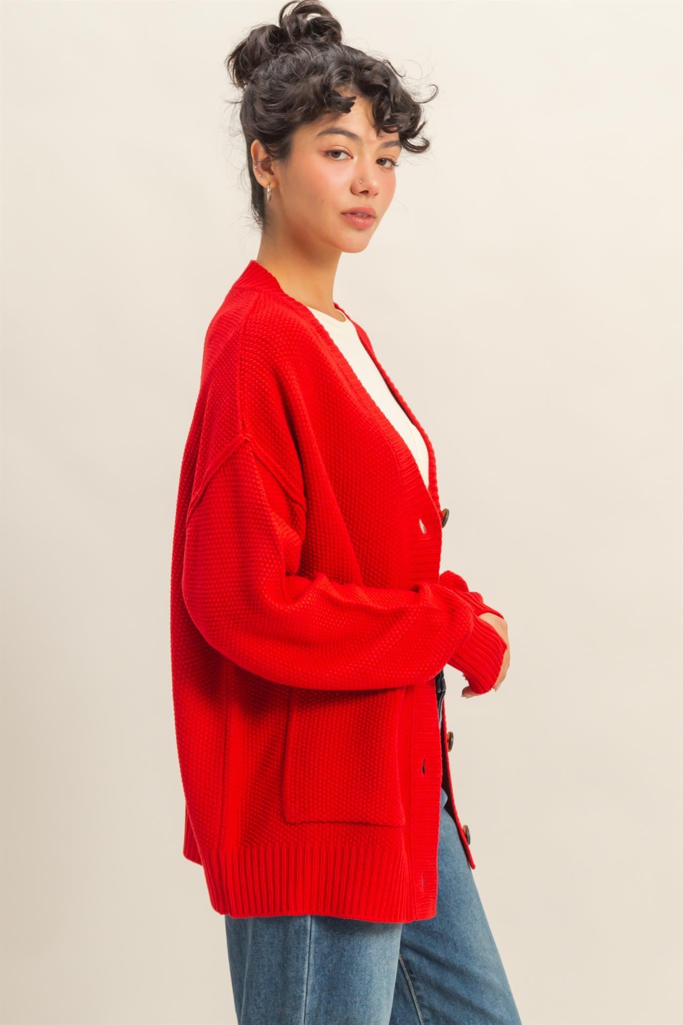 OVERSIZED CHIC BUTTON CARDIGAN