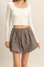 VINTAGE CHECKERED PUFF MINI SKIRT