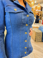 FALL DENIM MINI SHIRT DRESS W/ COTTON SKIRT