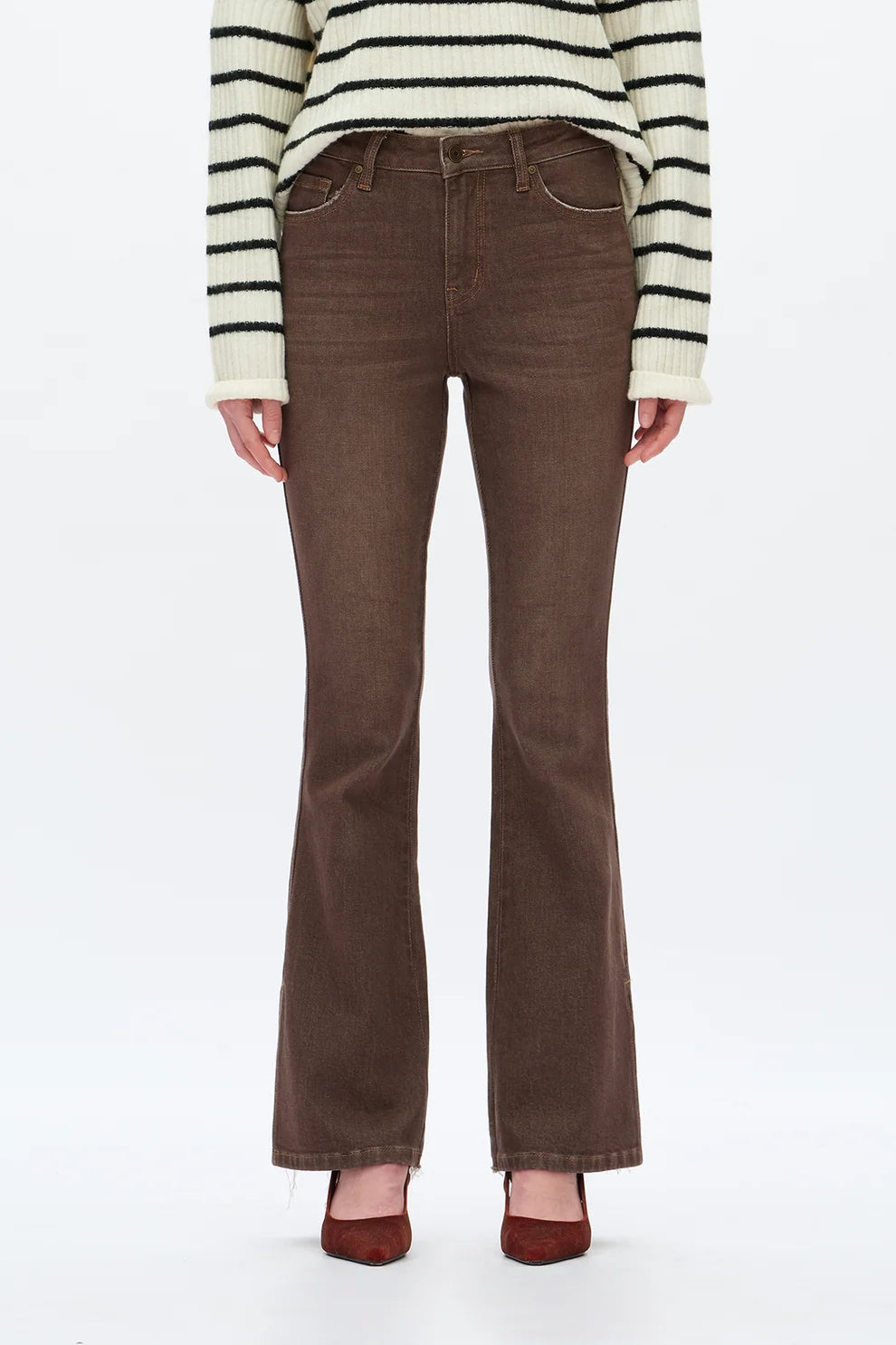 BAYEAS DARK KHAKI HIGH RISE FLARE JEAN