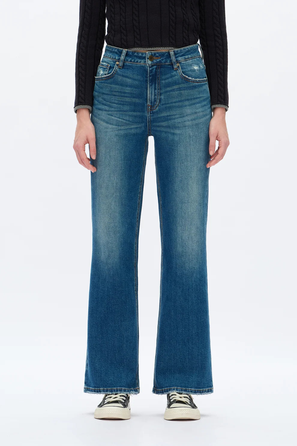BAYEAS HIGH RISE WIDE LEG VINTAGE WASH JEAN