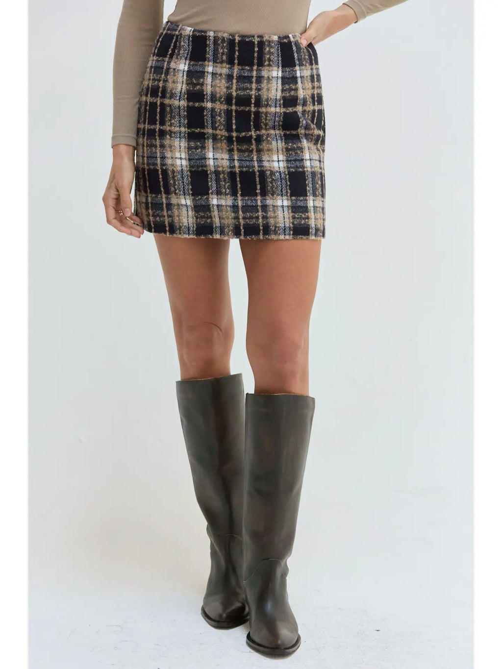 ELISE NAVY PLAID MINI SKIRT