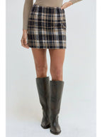ELISE NAVY PLAID MINI SKIRT