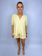 YELLOW GINGHAM RUFFLED SHORTS