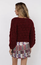 DEEP WINE KNIT CHUNKY CARDIGAN