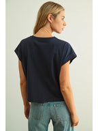 CUFFED SLEEVE TEE NAVY
