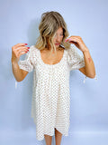 STRAWBERRY SHORT PUFF SLEEVE MINI DRESS