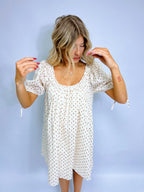 STRAWBERRY SHORT PUFF SLEEVE MINI DRESS