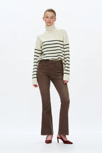 BAYEAS DARK KHAKI HIGH RISE FLARE JEAN