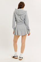 H. GREY CROPPED HOODIE W/ FLARE SKORT SET