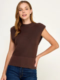 MOCK NECK POWER TOP COCOA