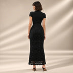 BLACK SCALLOPED LACE FISHTAIL SKIRT