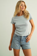 OATMEAL HEATHER SHORT SLEEVE TOP